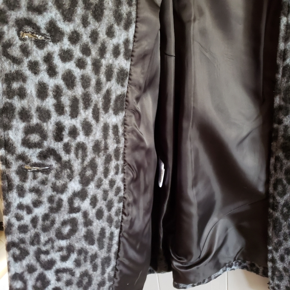 GCBG MAXAZRIA Womens Midweight Blue-Leopard Overcoat Sz, Medium - Picture 6 of 14